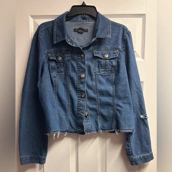 Baccini Jackets & Blazers - Baccini Denim Jacket W/ Distressing Size XL